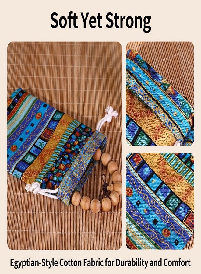 ZGGAZCA 12pcs Egyptian Style Jewelry Coin Pouches, Jewelry Pouches Drawstring Bags Small Cloth Egyptian Fabric Satchel with Amulet Design Tiny Coin Pouch Handbags for Women Candy Bag Travel Sachet - Image 4